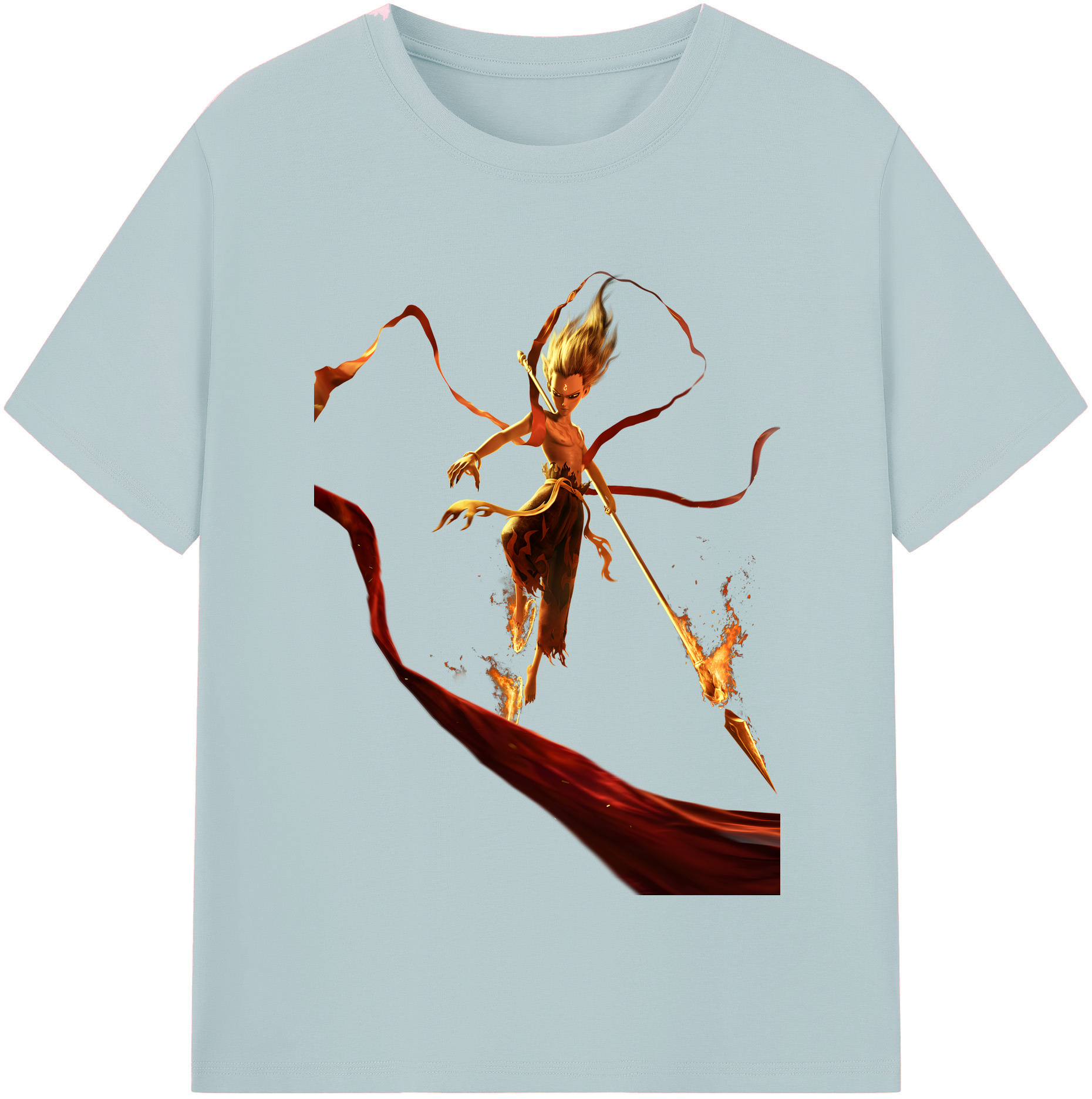 （画像用） Ne Zha 2 ナタ 魔童の大暴れ 綿100％半袖Tシャツ（フロントプリント）